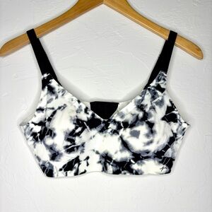 Pink Victorias Secret Bralette size L Removable Pads Black Gray White Tie Dye
